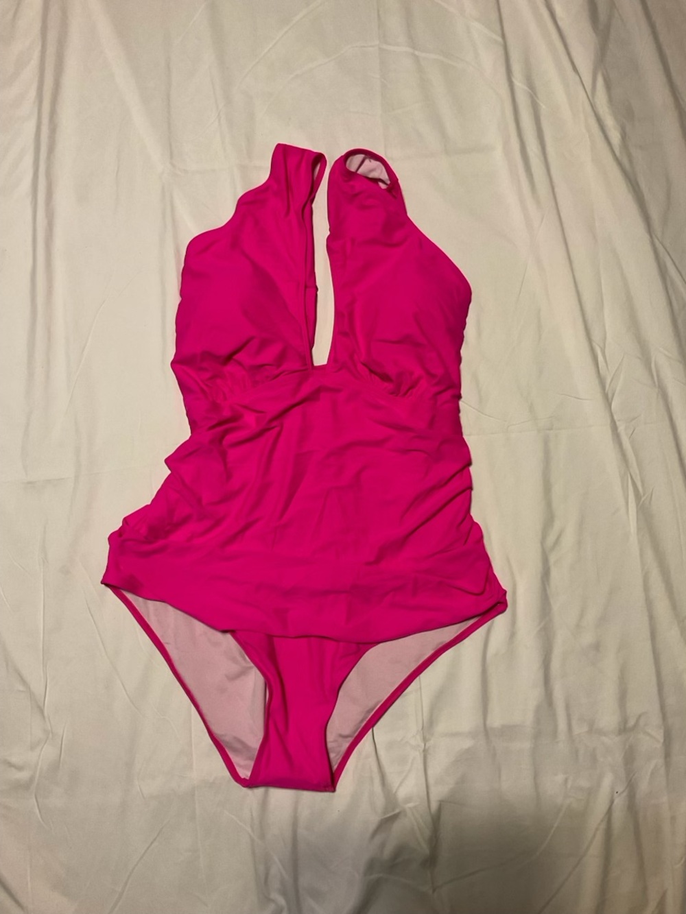 Women's Hot Pink Plunge One-Piece Swim Bodysuit